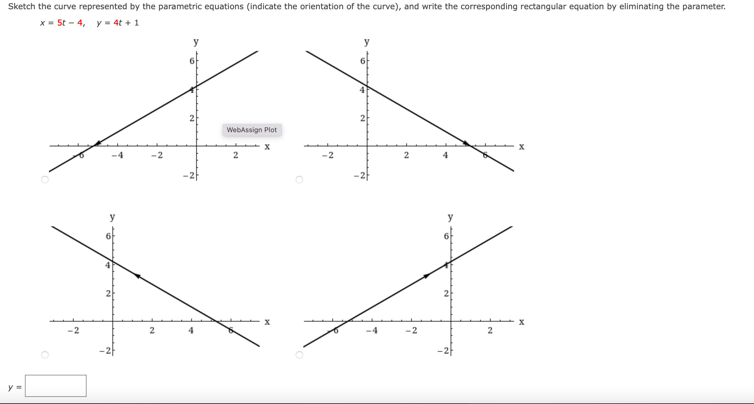 Sketch the curve represented by the parametric equations (indicate the orientation