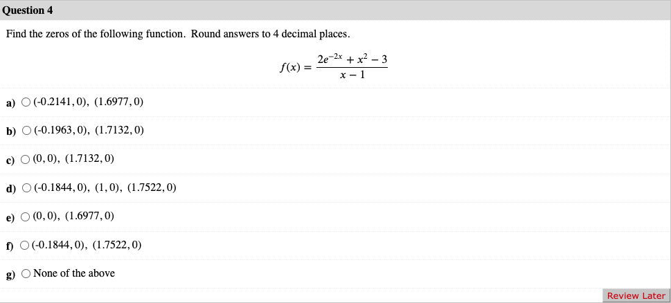 0), (0.4475, 0), (0.6170, 0) d) O (-4.4750, 0), (0.6017, 0) e)