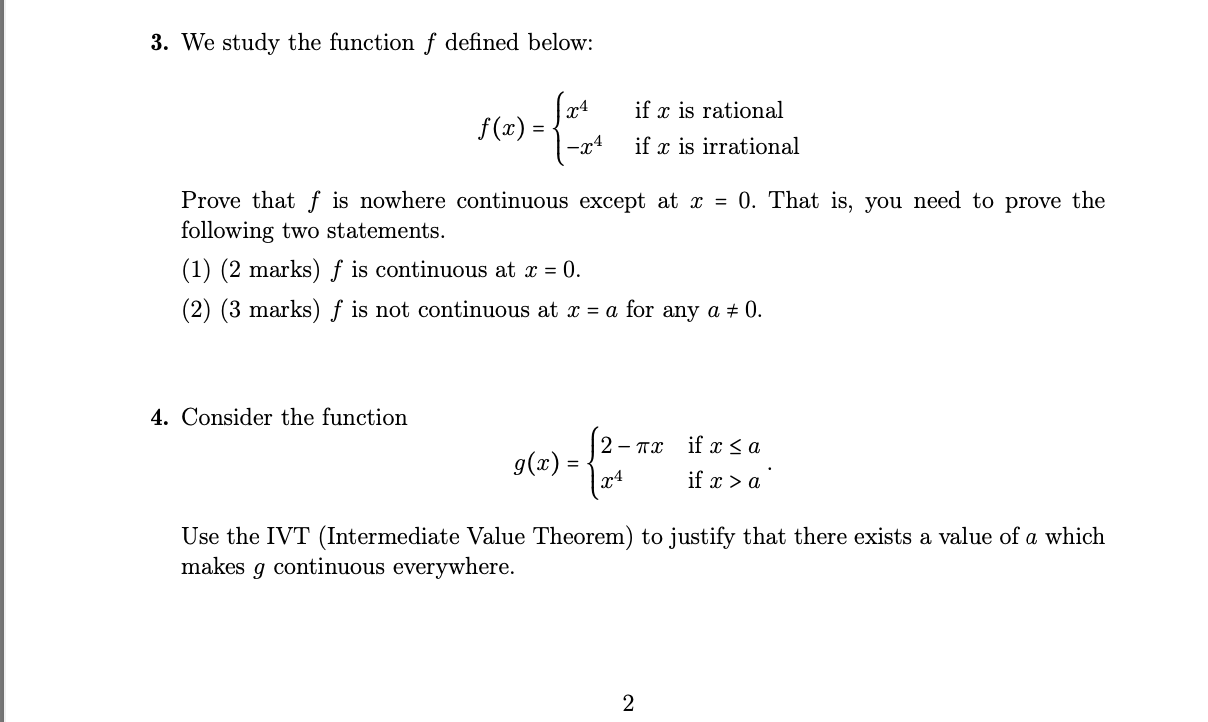 if x is rational if x is irrational Prove that f is
