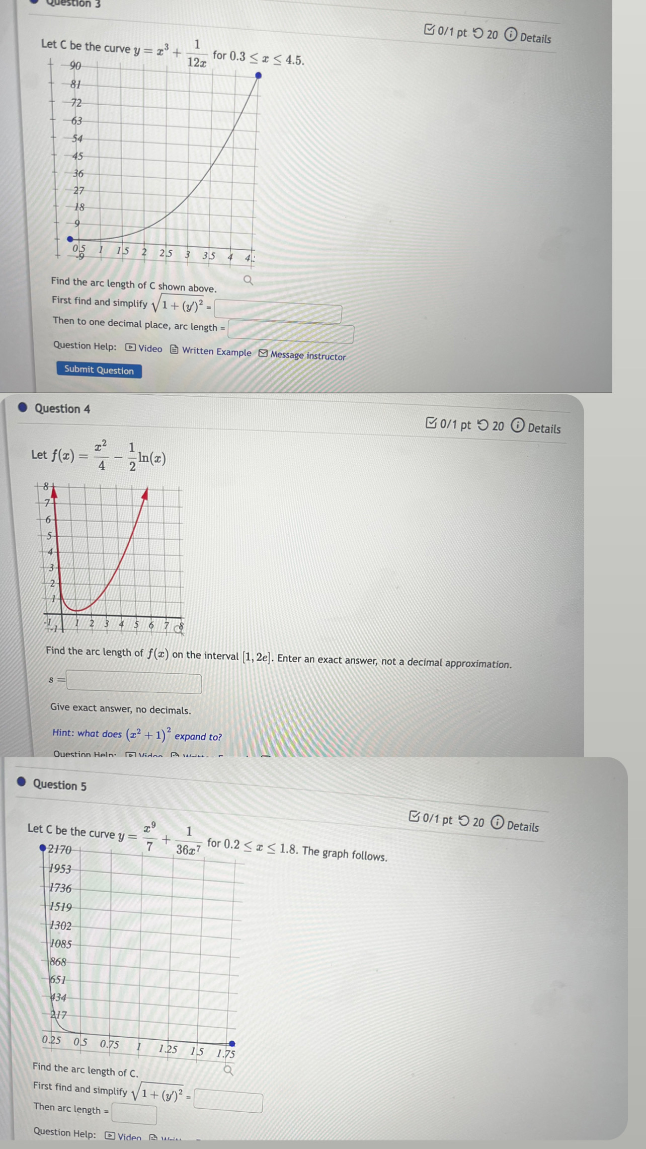 4.5. 12t 8 Find the arc length of C shown above. First