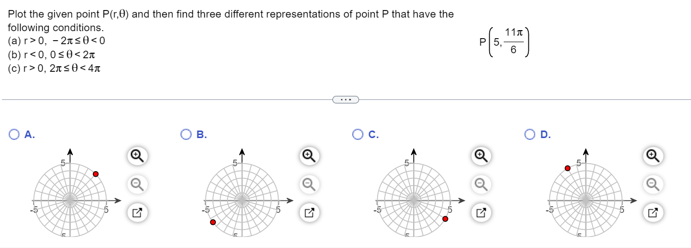  Plot the given point PUB) and then find three different representations