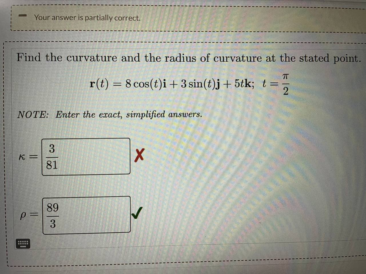 ll to find k(t). |lr'(t) 113 r(t) = esti+etj 72e10t K (t