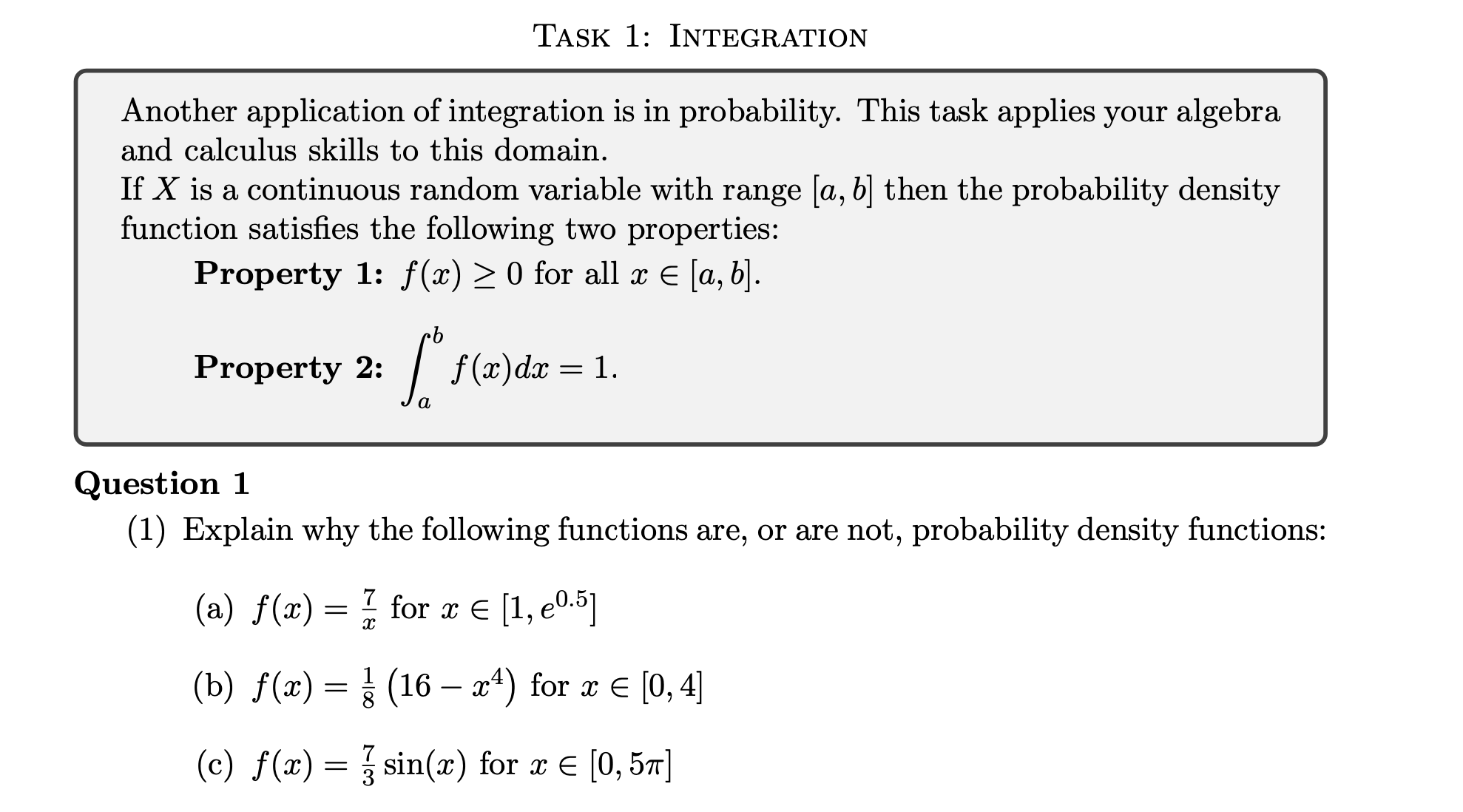 task applies your algebra and calculus skills to this domain. If X