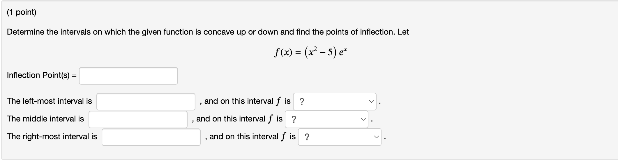 concave up or down and find the points of inflection. Let f(x)