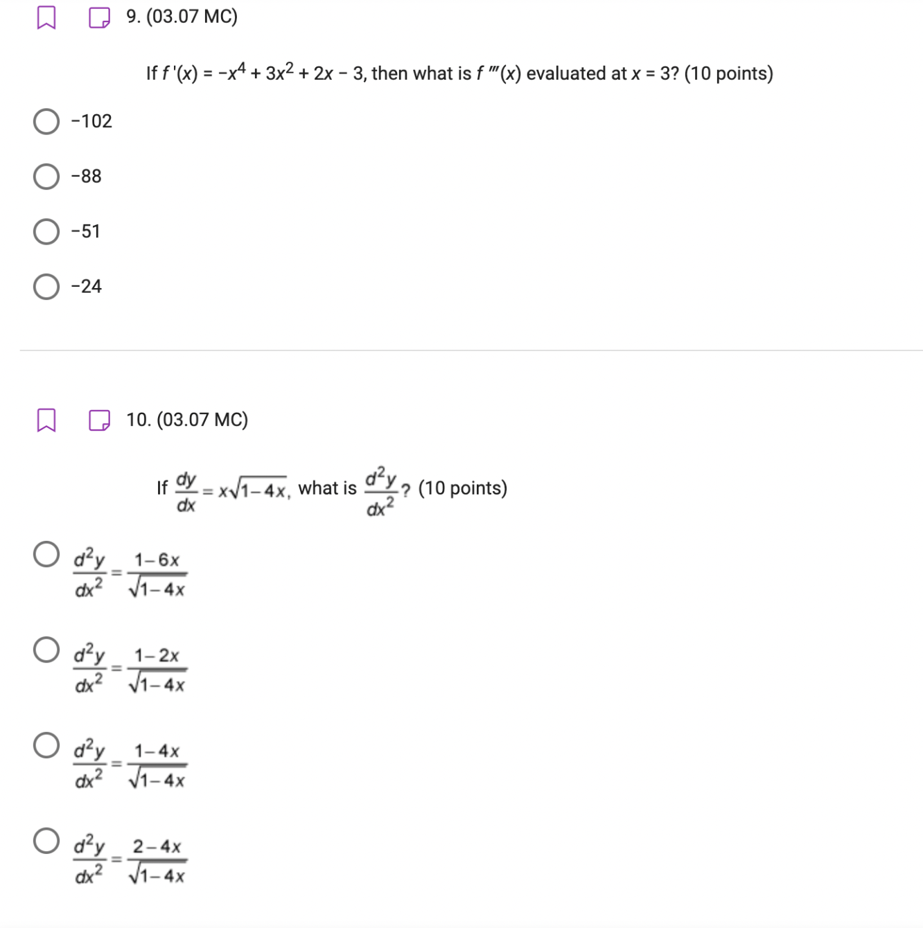 f, with respect to x? (10 points) - sin(g'(x)) - sin(g(x)) O