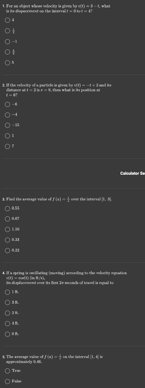 1. For an object whose velocity is given by v(t) =