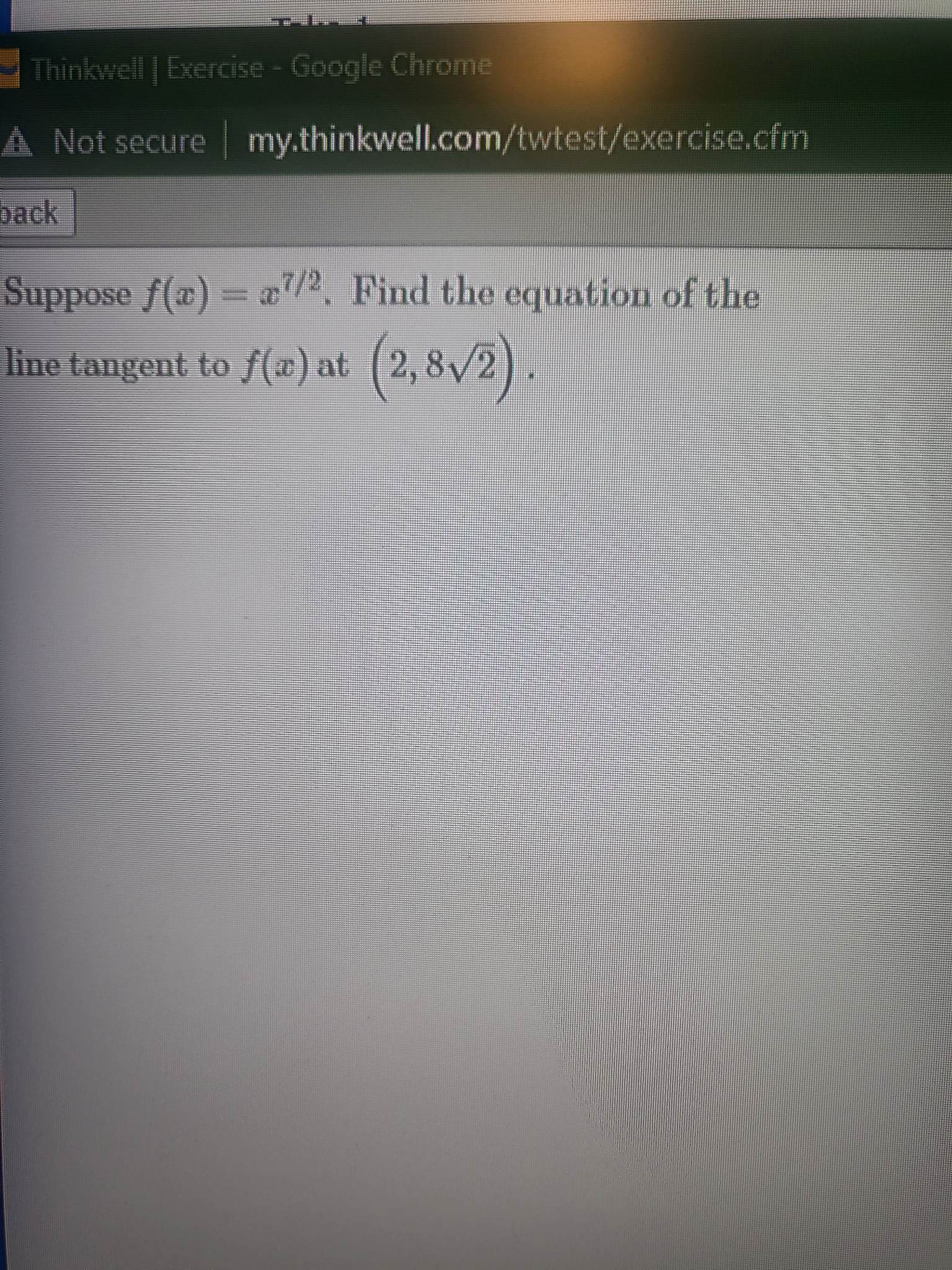 back Suppose f(a) = 27/2. Find the equation of the line tangent