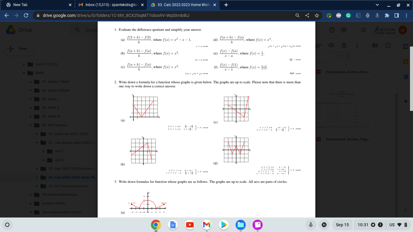  I need help with the following calculus problems New Tab X