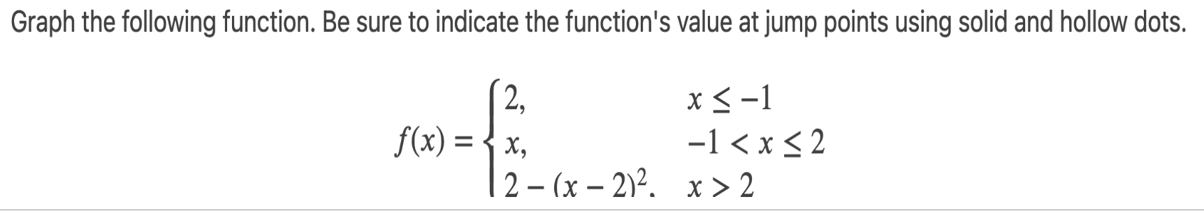 please typed your answer with graph Graph the following function. Be