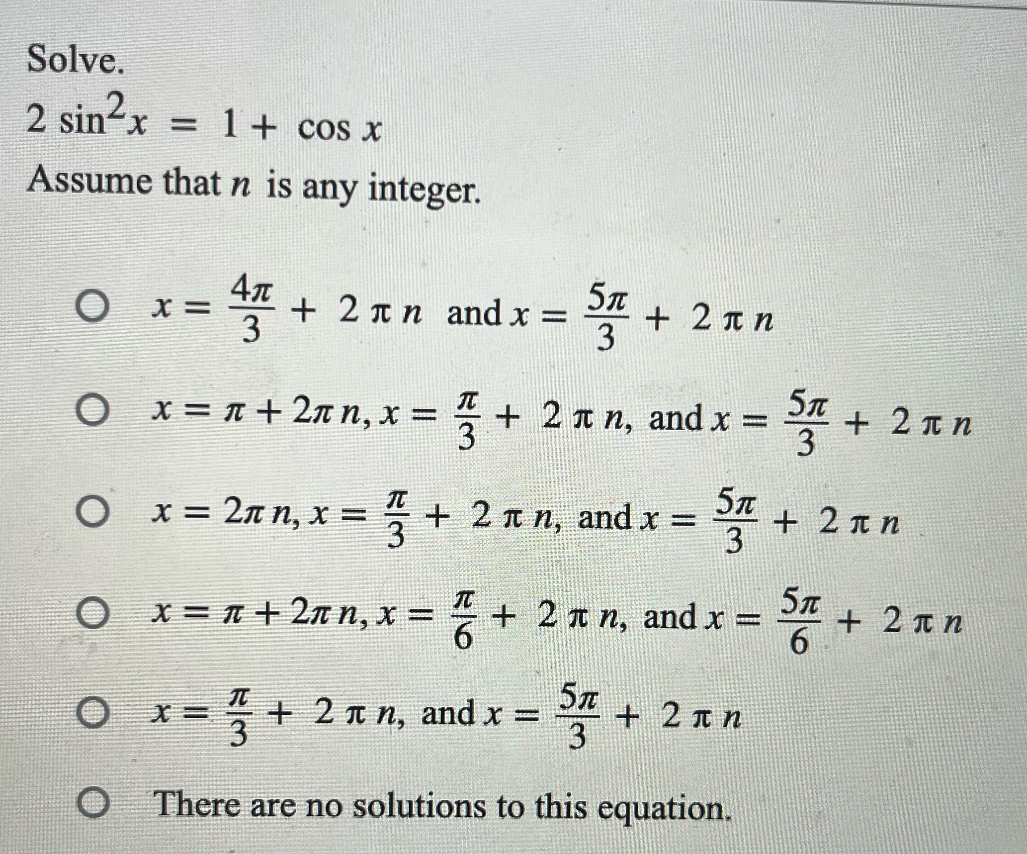 is any integer. O X= 3 47 + 2 In and x
