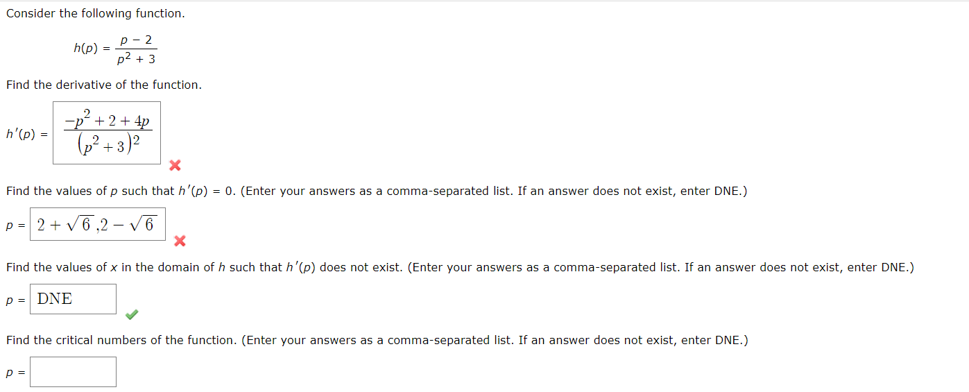  Consider the following function. h(p) = P - 2 pz +