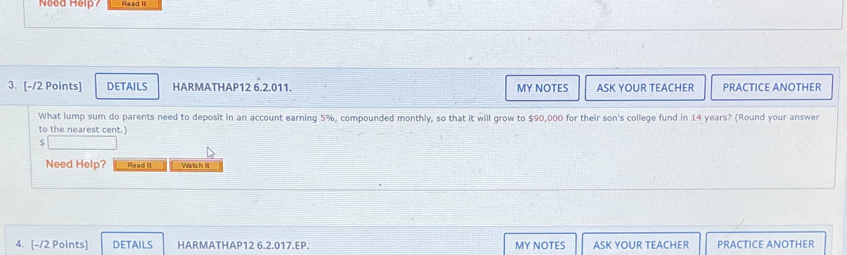 NOTES ASK YOUR TEACHER PRACTICE ANOTHER What lump sum do parents need