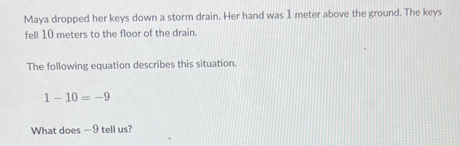  Maya dropped her keys down a storm drain. Her hand was