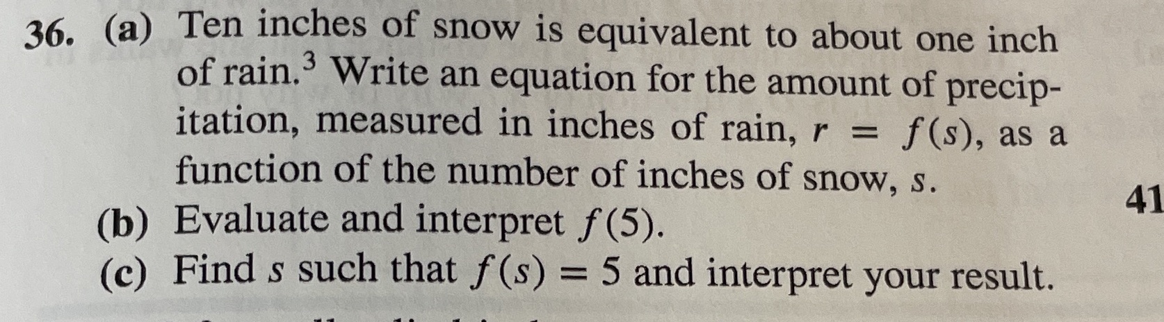 of snow is equivalent to about one inch of rain.' Write an