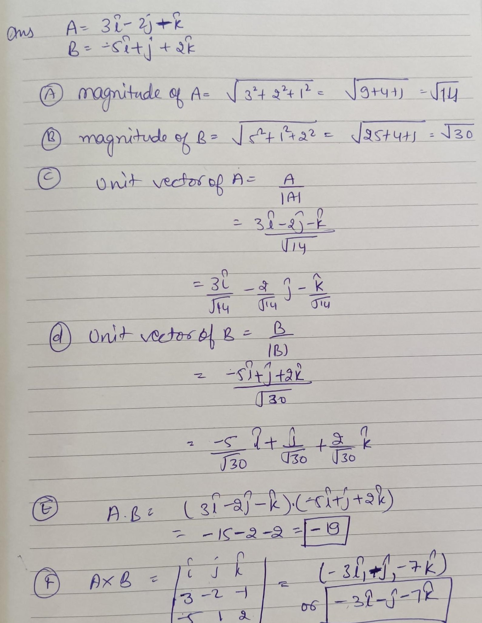 2k "A ) magnitude of A = \\ 3" + 2 2