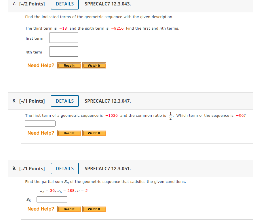 = (b) What is the common ratio r? r=2. [-!2 Points] DETAILS