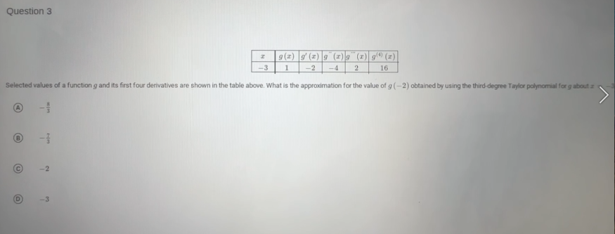 Question 3 g (x) g ( 2) g (x) g "