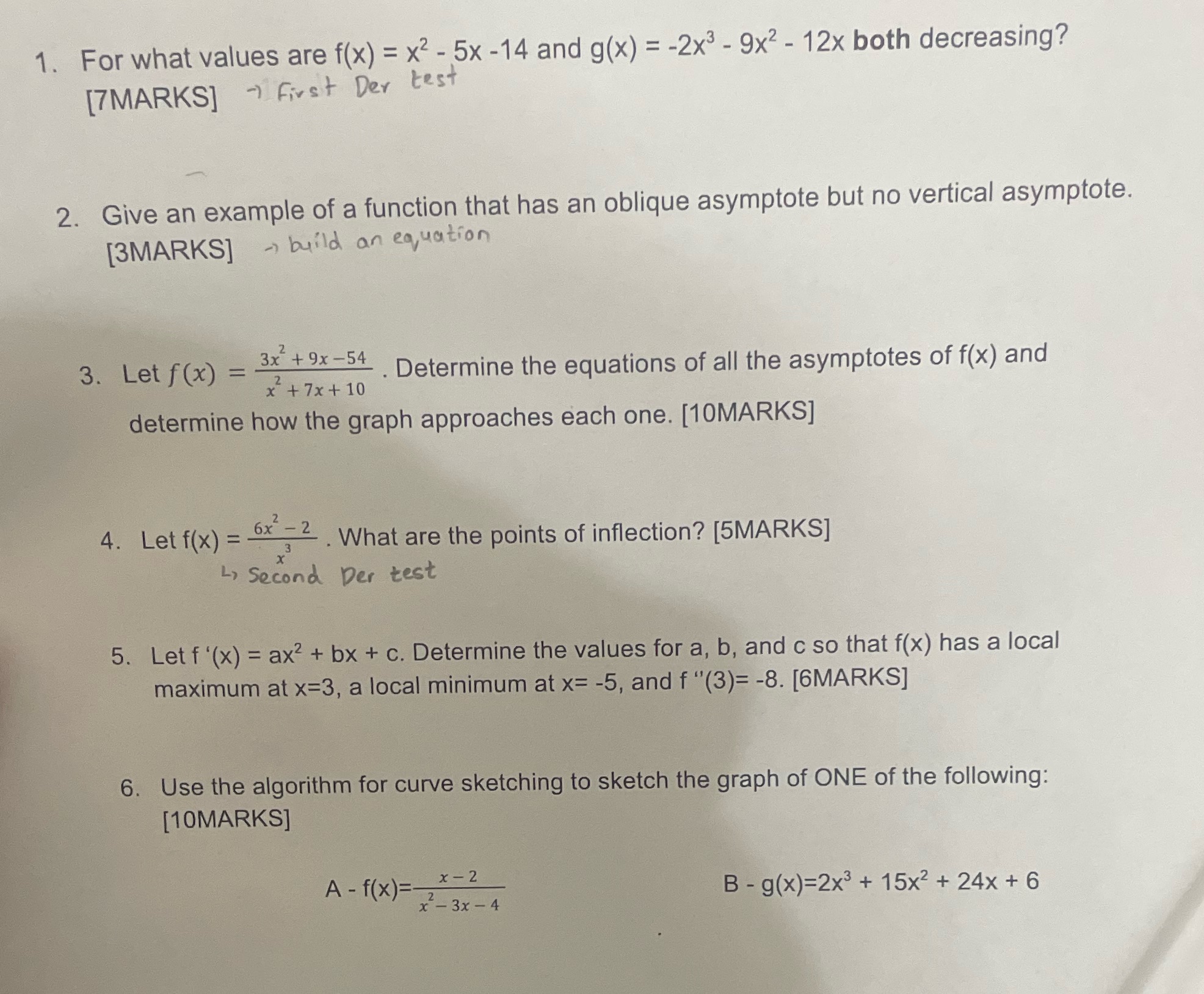  1. For what values are f(x) = x2 - 5x -14