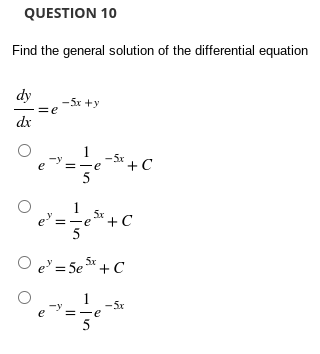 Ov=5+x3+x2 QUESTION 4 The above is an "explicit solution", i.e., it gives