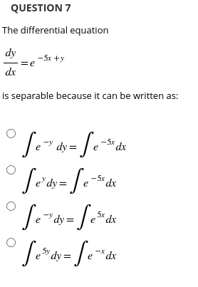 differential equation dy dx is separable because it can be written as: