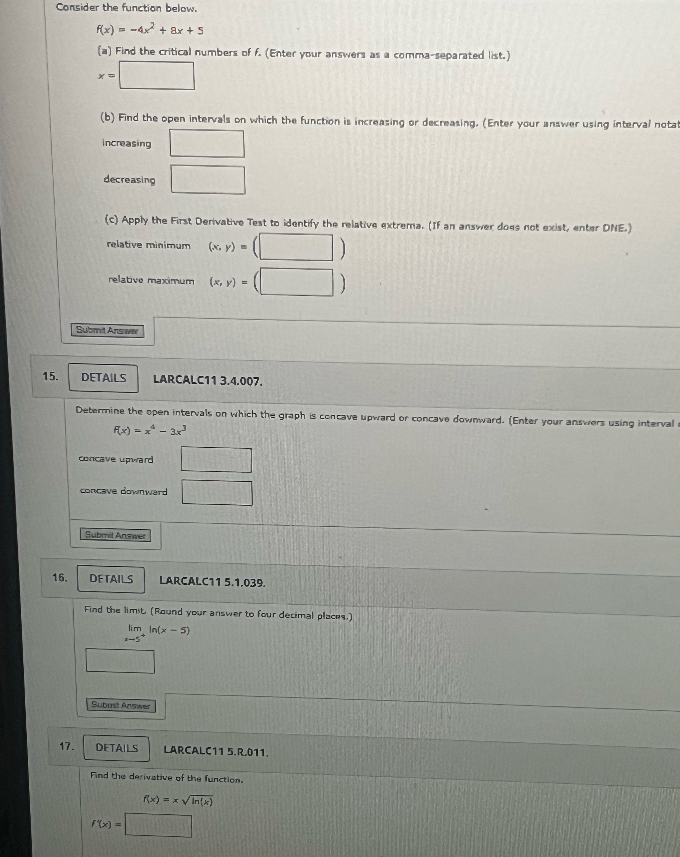 + 8x + 5 (a) Find the critical numbers of f. (Enter