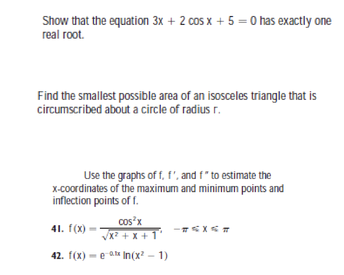  Show that the equation 3x + 2 cos x + 5