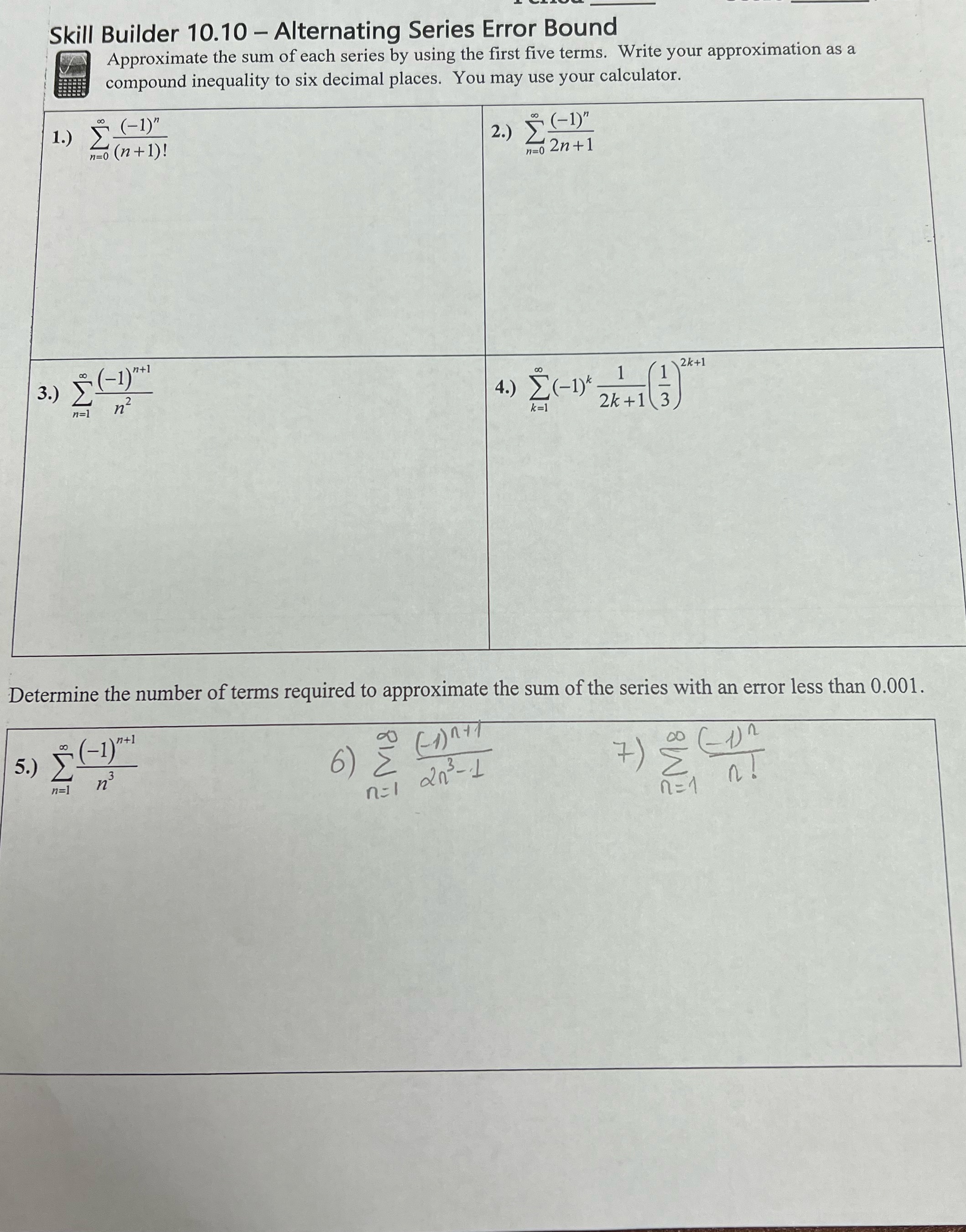 Please help me with Alternating Series Error Bound in Calculus 2