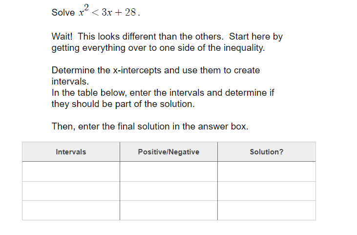 Solve x < 3r + 28. Wait! This looks different than the