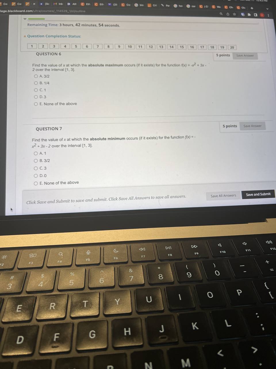 1 5 points Save Answer Determine where the function has horizontal tangent(s).