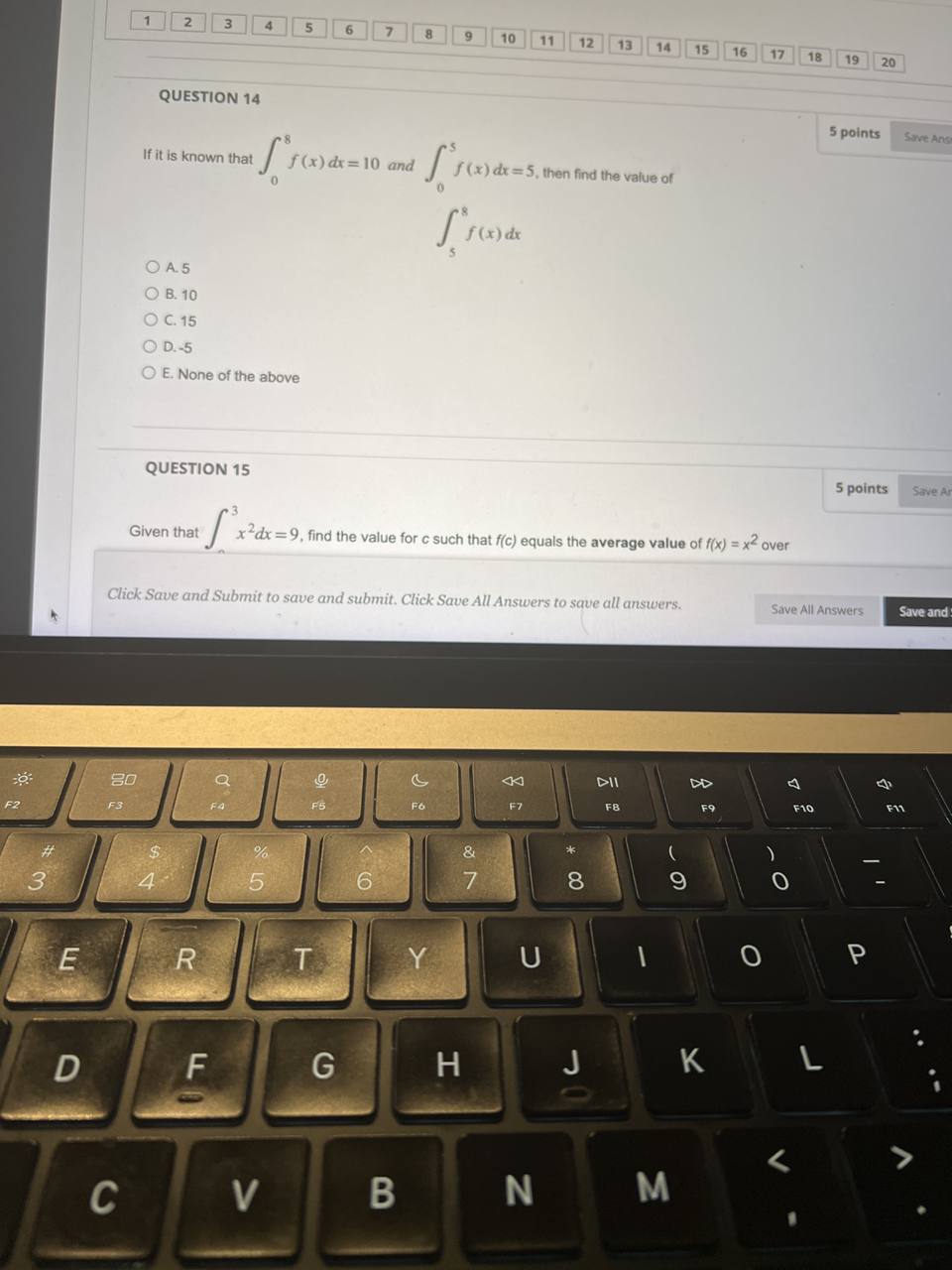 14 15 16 17 18 19 20 E. None of the above