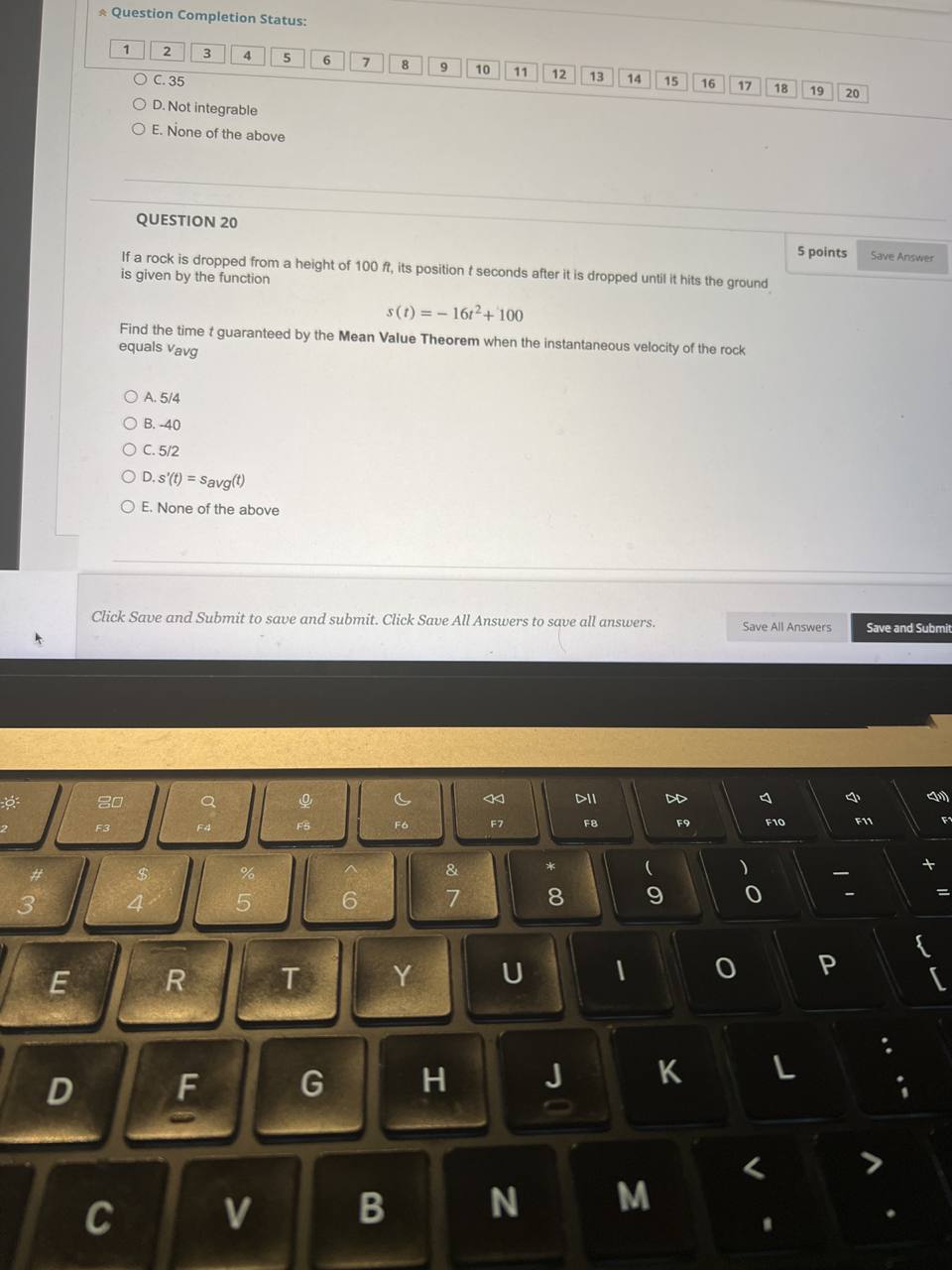 QUESTION 4 5 points Save Answer Evaluate the limit Click Save and