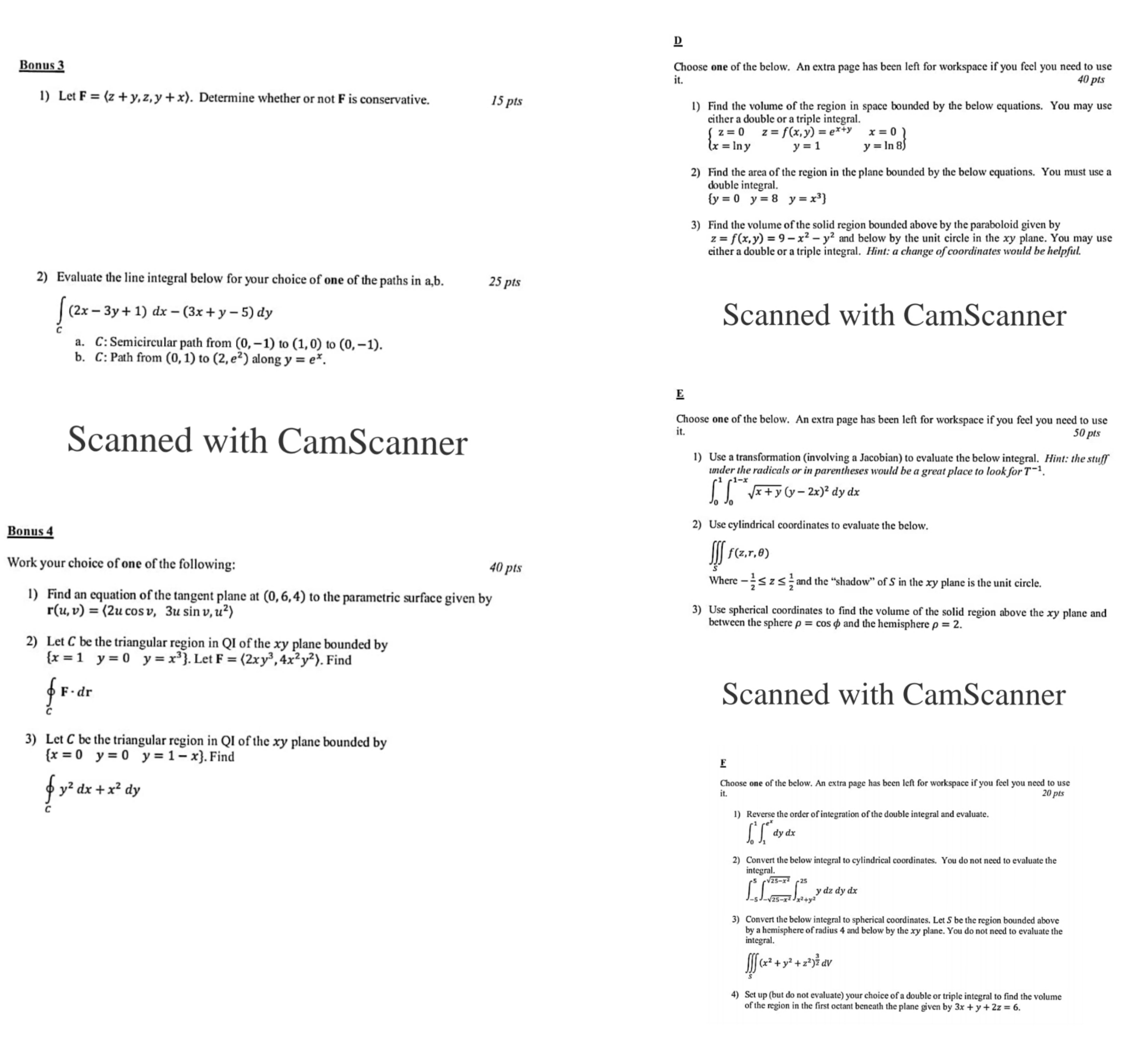 please. for Bonus 3,4,D,E,F and there parts.Everything is mentioned on the paper