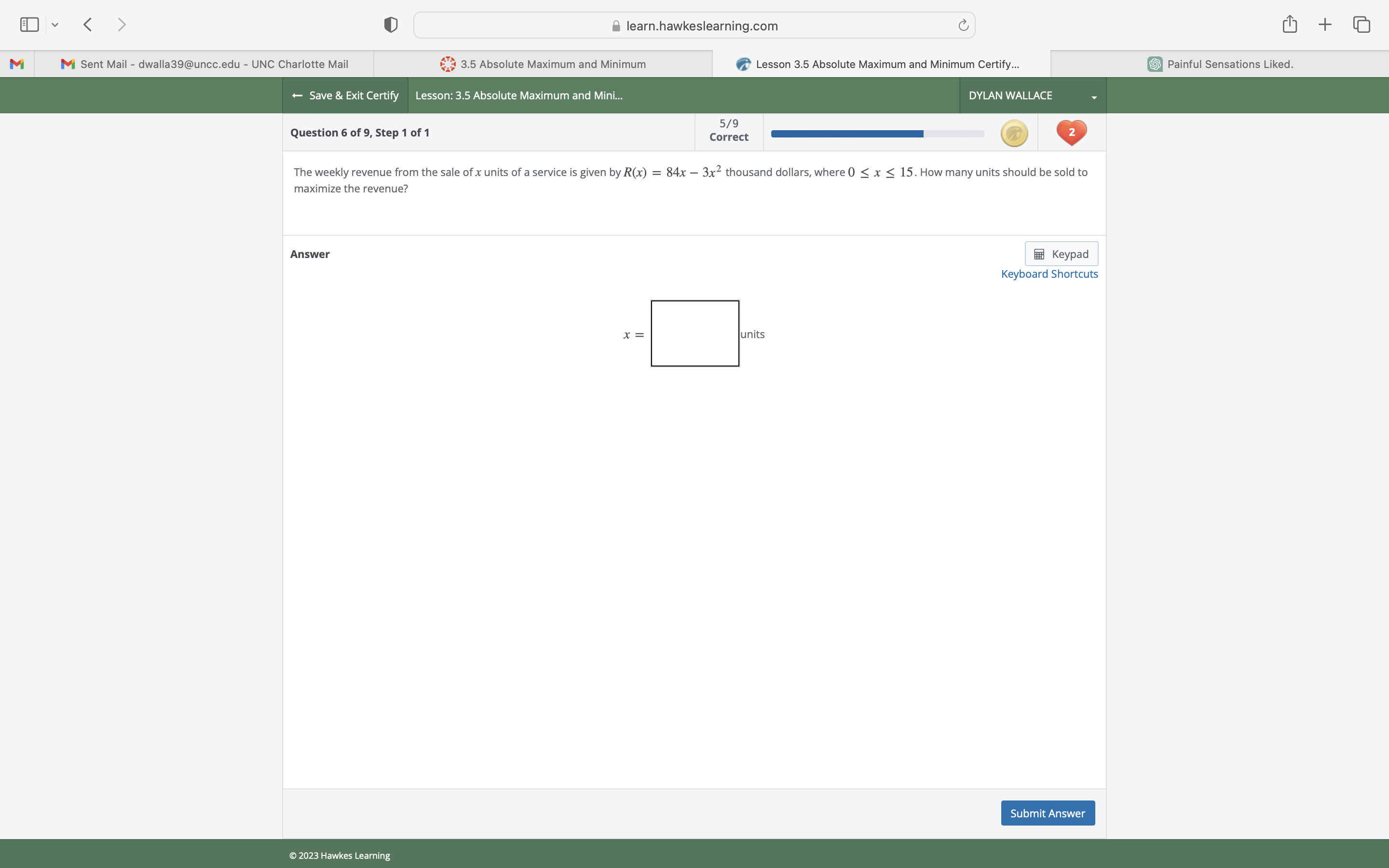 UNC Charlotte Mail 3.5 Absolute Maximum and Minimum Lesson 3.5 Absolute Maximum