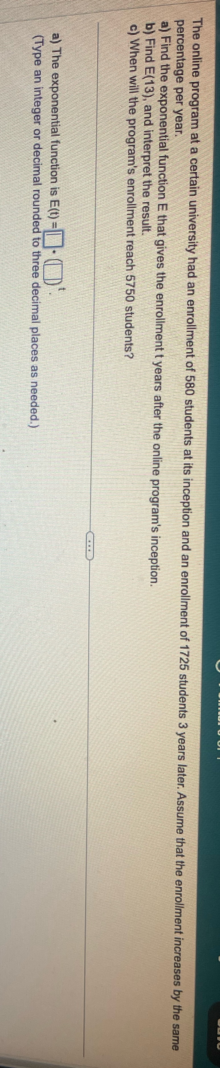  Help Q15 The online program at a certain university had an