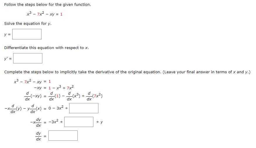 below for the given function. (Do not use mixed numbers in your