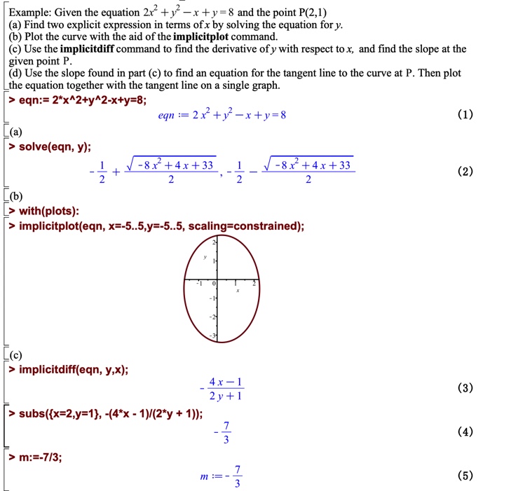 P(2,1) (a) Find two explicit expression in terms of x by solving