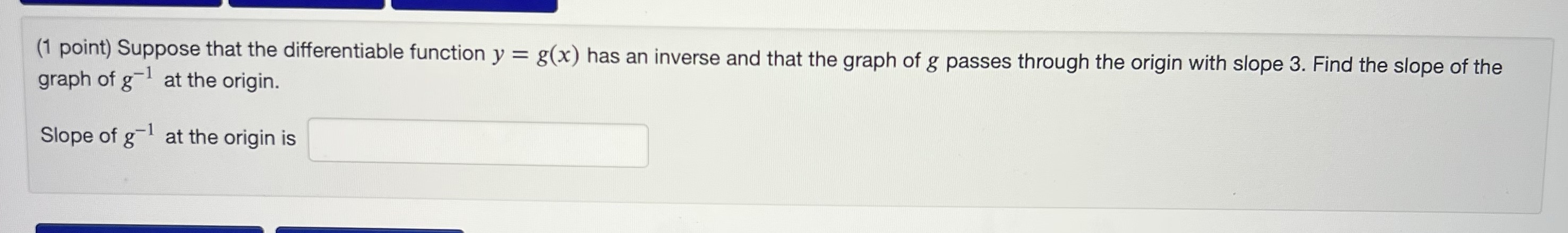 an inverse and that the graph of g passes through the origin