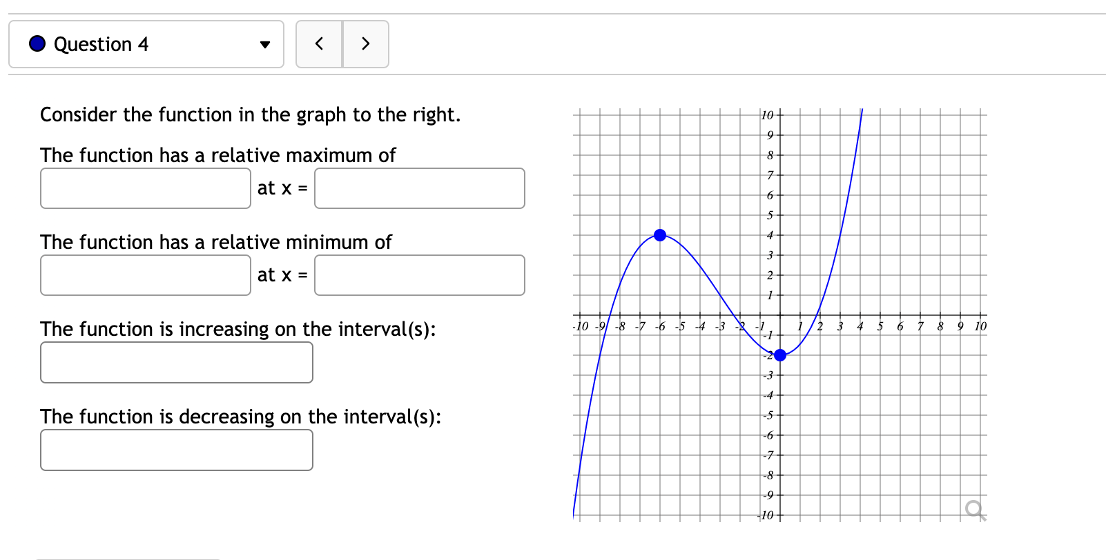  Question 4 Consider the function in the graph to the right.