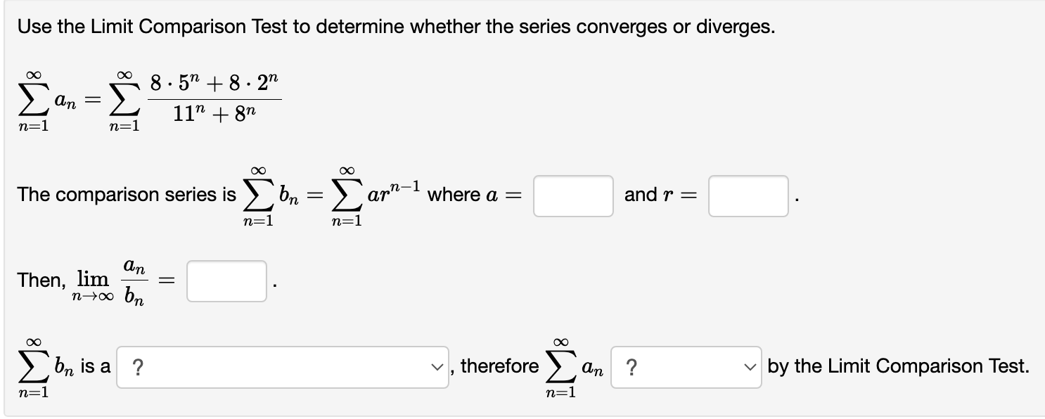 or diverges. 9n2 + 6n - 1 an n=1 n=1 ( n