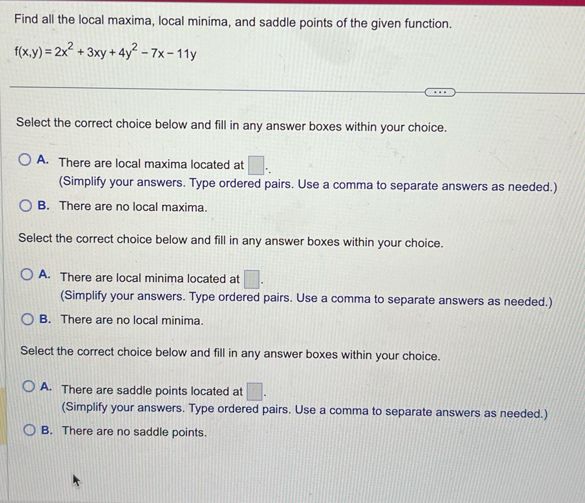I need help with these three questions Find all the local
