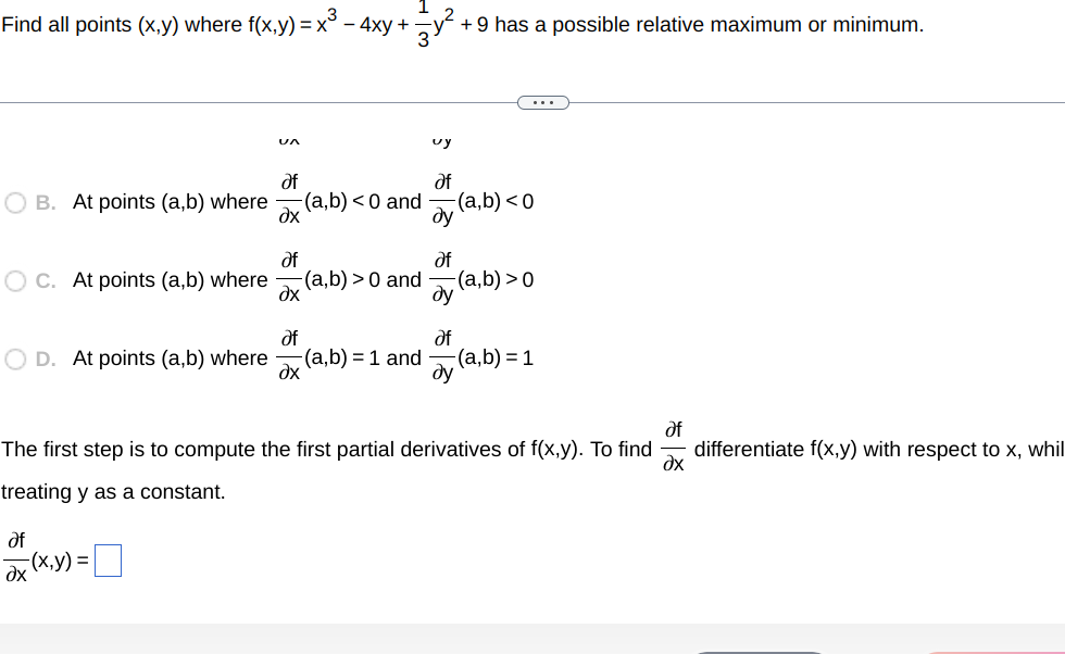 simplified form.)Find all points (x,y) where f(x,y) = x - 4xy +