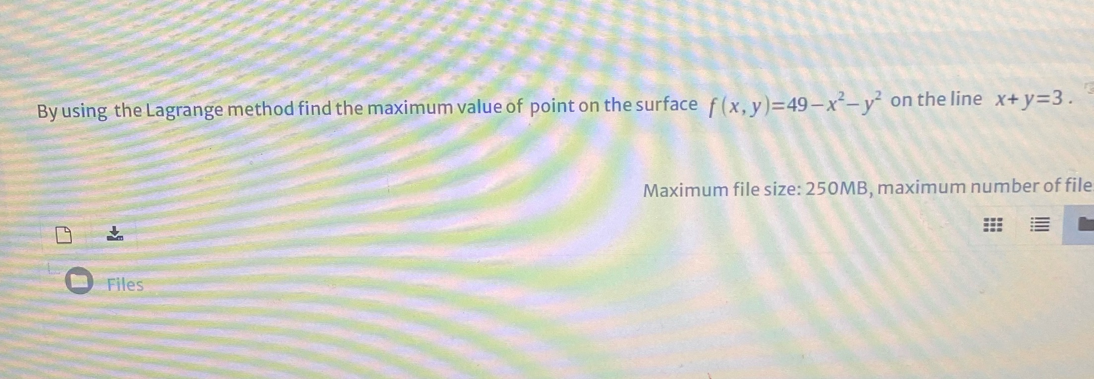 By using the Lagrange method find the maximum value of point