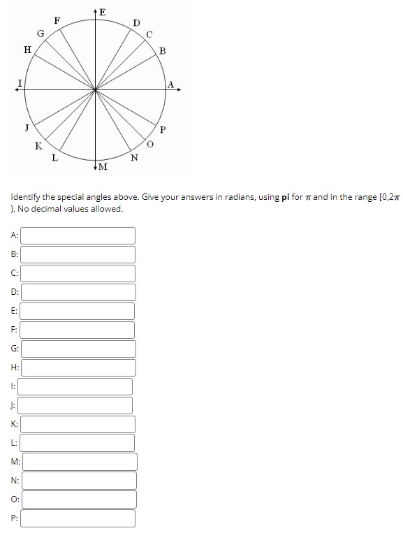  D G C H A P N Identify the special angles