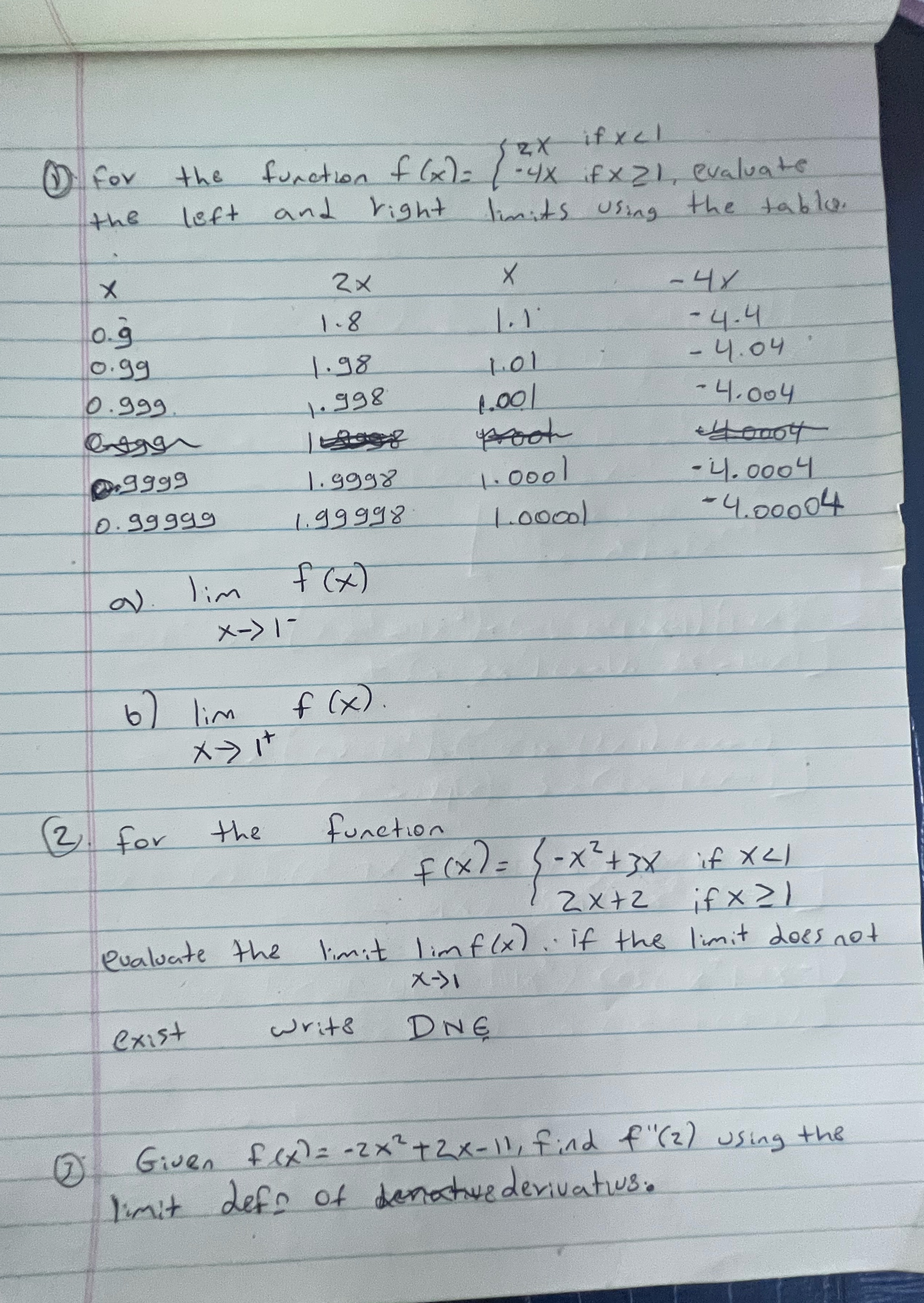 / - 4x ifx 21, evaluate the left and right limits using