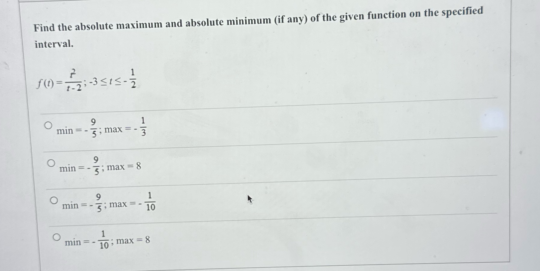 the given function on the specified interval. f (1 ) = 1-