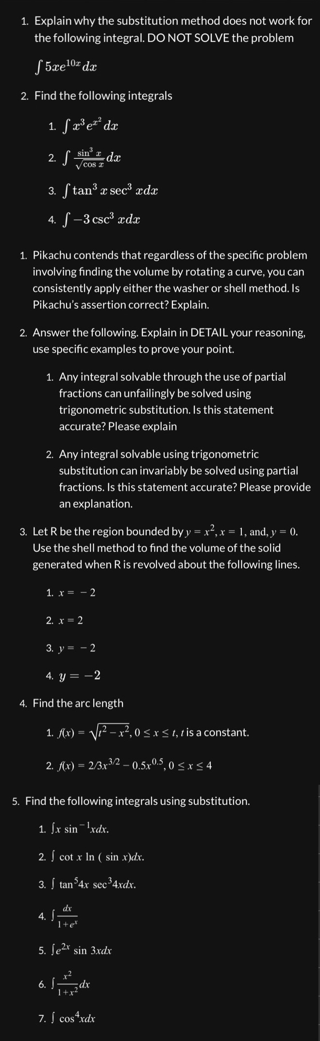  1. Explain why the substitution method does not work for the