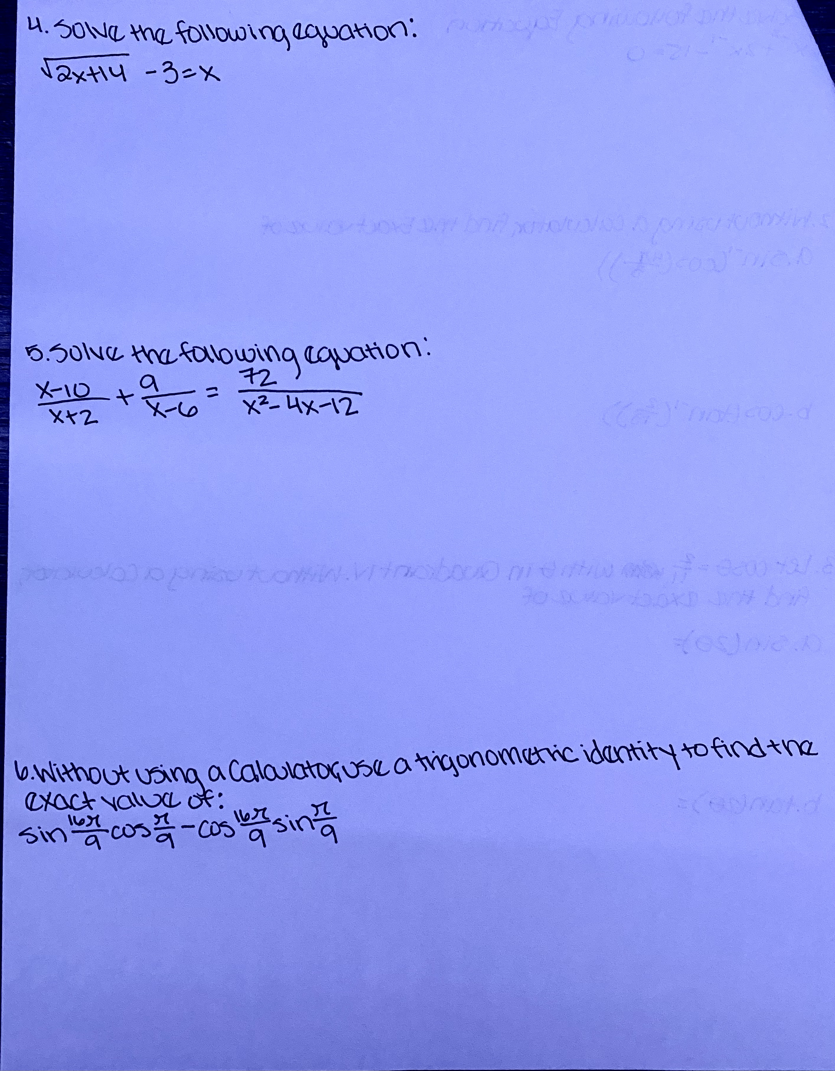 following equation : X-10 + 72 X +2 + X - 6