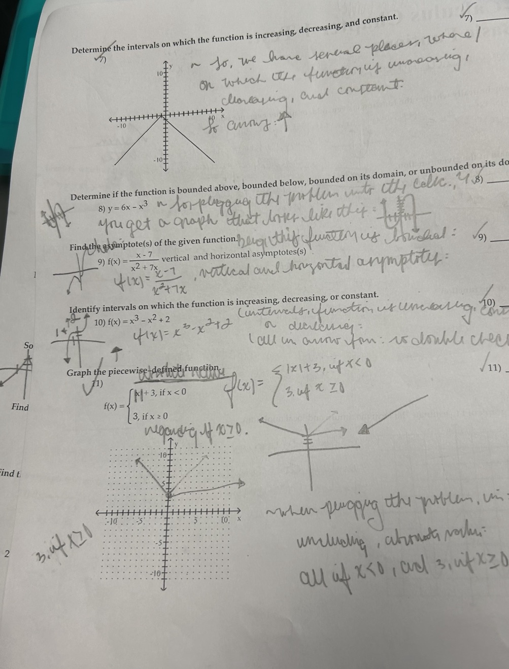  5 questions only! Help! Determine the intervals on which the function