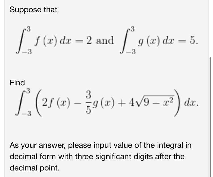 input the value of the integral.