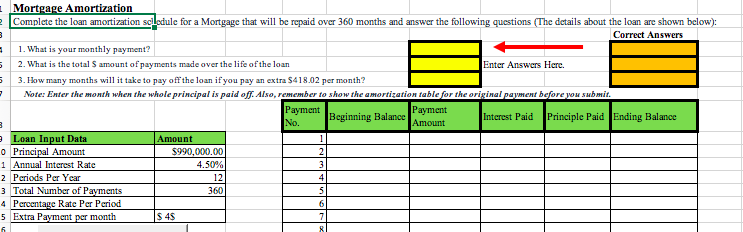  A Mortgage will be repaid over 360 months. Use the information